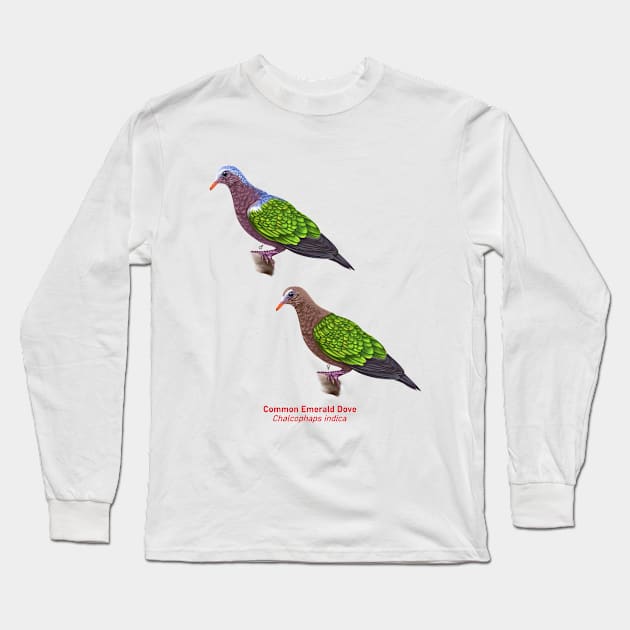 Asian Emerald Dove | Chalcophaps indica ⚥ Long Sleeve T-Shirt by bona 